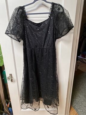 NWT BloomChic Black Sequin Puff-Sleeve Mini Dress